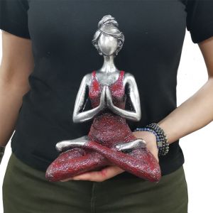 Yoga dívka socha - Bordó Stříbrná 24 cm AWM, Ltd, S3 8AL