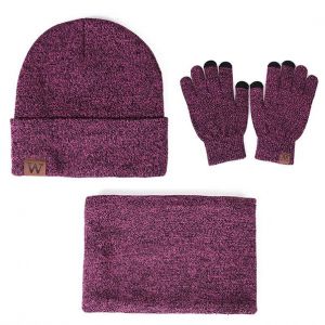 Zimní souprava šála, čepice, rukavice - Fialová WINTERS