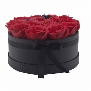 Luxusní dárkový box Mýdlových květů kulatý - 14 Červených růží AWM, Ltd, S3 8AL