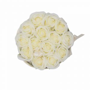 Luxusní dárkový box Mýdlových květů kulatý - 14 Krémových růží AWM, Ltd, S3 8AL