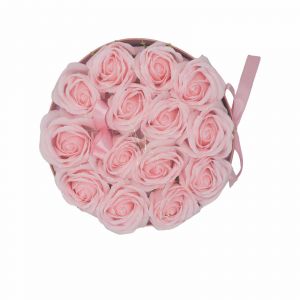 Luxusní dárkový box Mýdlových květů kulatý - 14 Růžových růží AWM, Ltd, S3 8AL