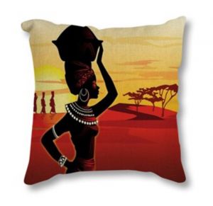 Povlak na polštář v Africkém stylu - Africká žena při západu slunce 1