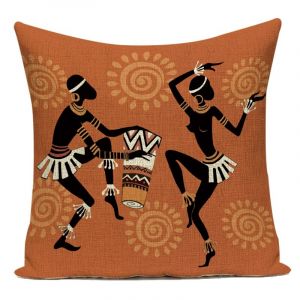 Povlak na polštář v Africkém stylu - Kmenový tanec s bubny