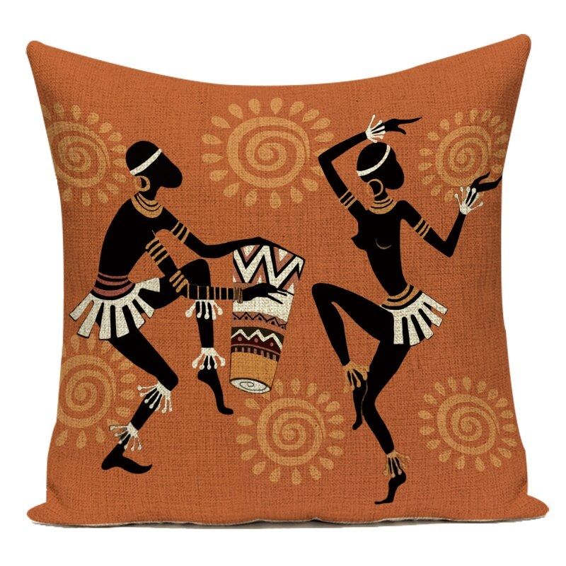 Povlak na polštář v Africkém stylu - Kmenový tanec s bubny AOTU