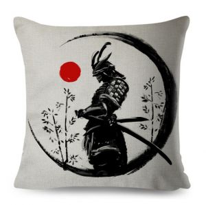 Povlak na polštář v japonském stylu - Samuraj v srpku měsíce AOTU