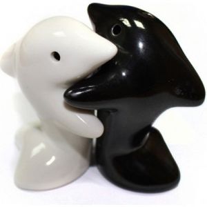 Solnička a pepřenka - Delfíni v objetí - bílo černá
