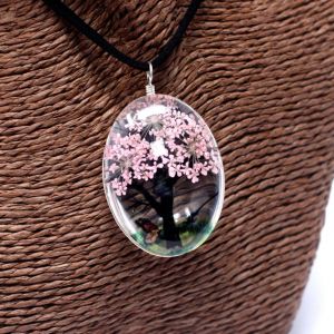 Set -náhrdelník + náušnice - z pravých květů - Strom života - Korálový v dárkovém balení AWM, Ltd, S3 8AL