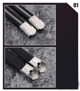 Pánský silikonový náramek s nerez ocelí - černo stříbrný B Trendy