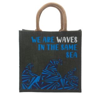 Jutová Taška s Potiskem - We are Waves 30x30 cm - Přírodní Béžová AWM, Ltd, S3 8AL