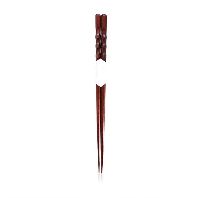 Okrasné jídelní hůlky dřevěné - ručně vyřezávané ornamenty - Vlnky - Vínové Made in China