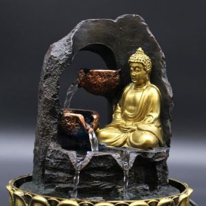 Pokojová / Stolní Fontána s LED osvětlením - Meditující Buddha zlatý 30 cm AWM, Ltd, S3 8AL