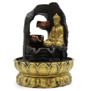 Pokojová / Stolní Fontána s LED osvětlením - Meditující Buddha zlatý 30 cm AWM, Ltd, S3 8AL