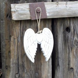 Ručně Vyrobená Andělská Srdcová Křídla z Albeského dřeva 15cm