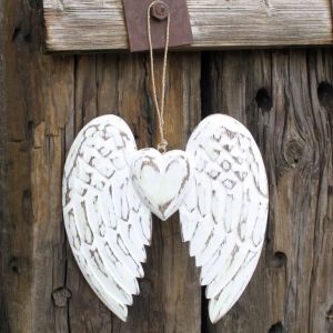 Ručně Vyrobená Andělská Srdcová Křídla z Albeského dřeva 24cm