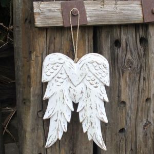 Ručně Vyrobená Andělská Srdcová Křídla z Albeského dřeva 31cm