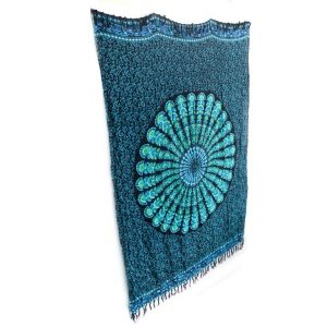 Sarong Bali Mandala / Plážový šátek - Vzor Páva - Magická modrá AWM, Ltd, S3 8AL
