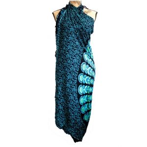 Sarong Bali Mandala / PSarong Bali Mandala / Plážový šátek - Vzor Páva - Magická modrálážový šátek - Vzor Páva