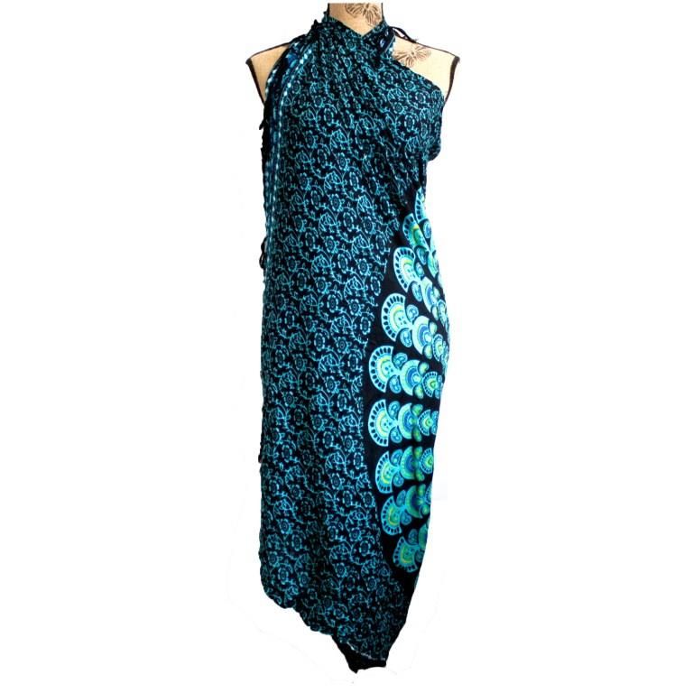 Sarong Bali Mandala / Plážový šátek - Vzor Páva - Magická modrá AWM, Ltd, S3 8AL