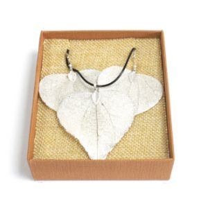 Set - náhrdelník a náušnice - srdcové listy - Stříbrné