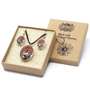 Set -náhrdelník + náušnice - z pravých květů - Strom života - Korálový v dárkovém balení
