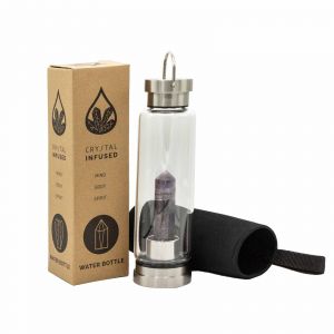 Skleněná láhev s infuzním krystalem - Obelisk - Relaxační Ametyst 500 ml