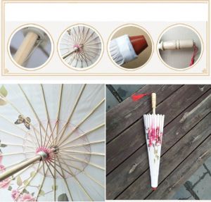 Japonský deštník / slunečník - hedvábný s černými třásněmi - Květy Rudých Lilií s motýli Garden Store