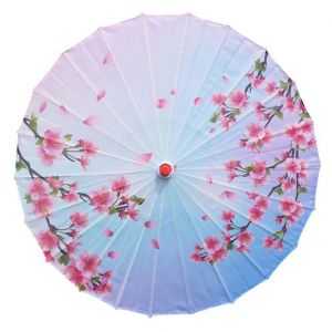 Čínský deštník / slunečník - hedvábný - květy Magnólie - 82 cm 