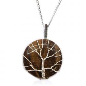 Indický náhrdelník Strom života z drahého kamene - Tygří Oko