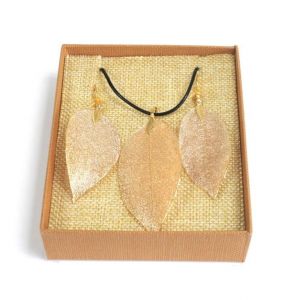 Set - náhrdelník a náušnice - listy - Zlaté AWM, Ltd, S3 8AL