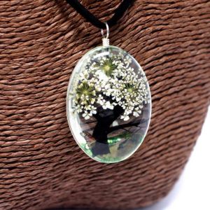 Set -náhrdelník + náušnice - z pravých květů - Strom života - Bílý v dárkovém balení AWM, Ltd, S3 8AL