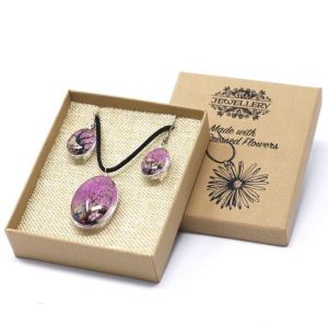 Set -náhrdelník + náušnice - z pravých květů - Strom života - Světle růžový v dárkovém balení