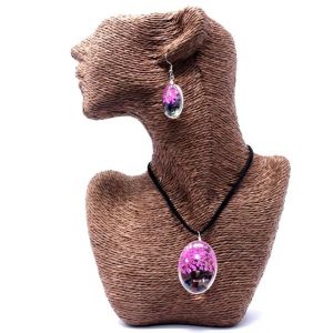 Set -náhrdelník + náušnice - z pravých květů - Strom života - Světle růžový v dárkovém balení AWM, Ltd, S3 8AL
