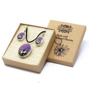 Set -náhrdelník + náušnice - z pravých květů - Strom života - Fialový v dárkovém balení AWM, Ltd, S3 8AL
