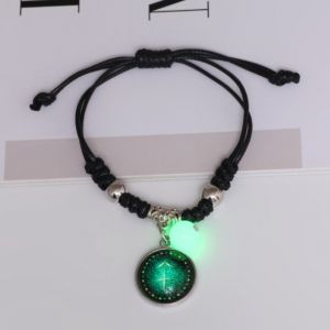 Vyplétaný náramek s přívěškem a korálkem Fluorescenční - znamení zvěrokruhu (Tyrkysový) - Panna (23. 8. až 22. 9.) Jewelry