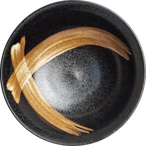 Japonská mísa Black and White Brush stroke - Černo hnědá 19,5 cm Made in Japan
