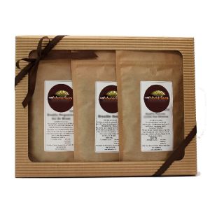 Dárkové balení - Organic kávové Menu - 4 x 50 g v přírodním kartonu s hnědou mašlí