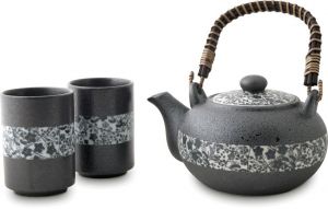Japonská souprava na čaj - Porcelán - Grey Flower 0,5l