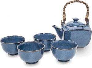 Japonská souprava na čaj s kovovým sítem - Blue 0,6l