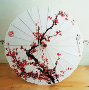 Japonský deštník / slunečník - hedvábný - Třešňové květy - 82 cm