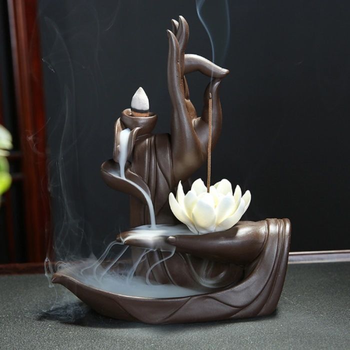 Kadidelnice se zpětným kouřem - Buddhova dlaň s Lotosem - Hnědá AOTU