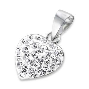 Přívěšek stříbrné srdce s krystaly (925) - White