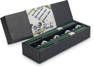 Sada 4 párů Japonských bambusových hůlek s podstavci - motiv Panda