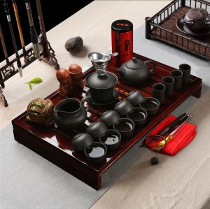 Velká Čínská Kung Fu čajová souprava - černo vínová