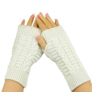 Bezprsté pletené rukavice - Bílé