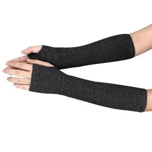 Bezprsté úpletové rukavice dlouhé - černé
