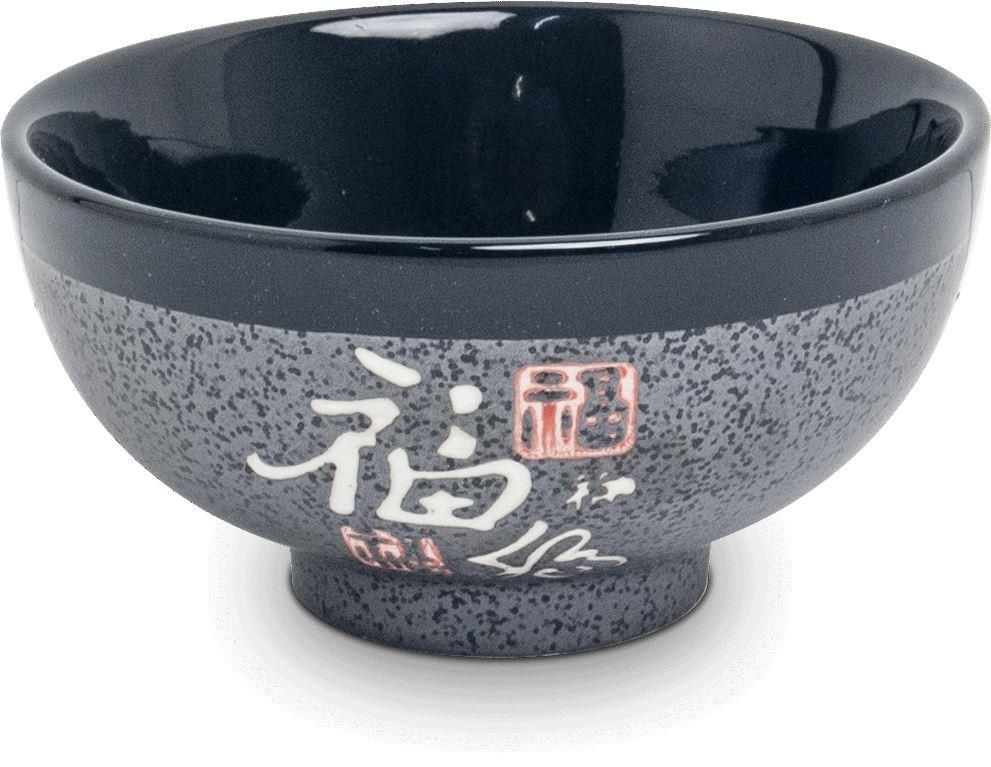 Čínská miska se znakem Fu - porcelán - Černo šedá 11,5 cm Made in China