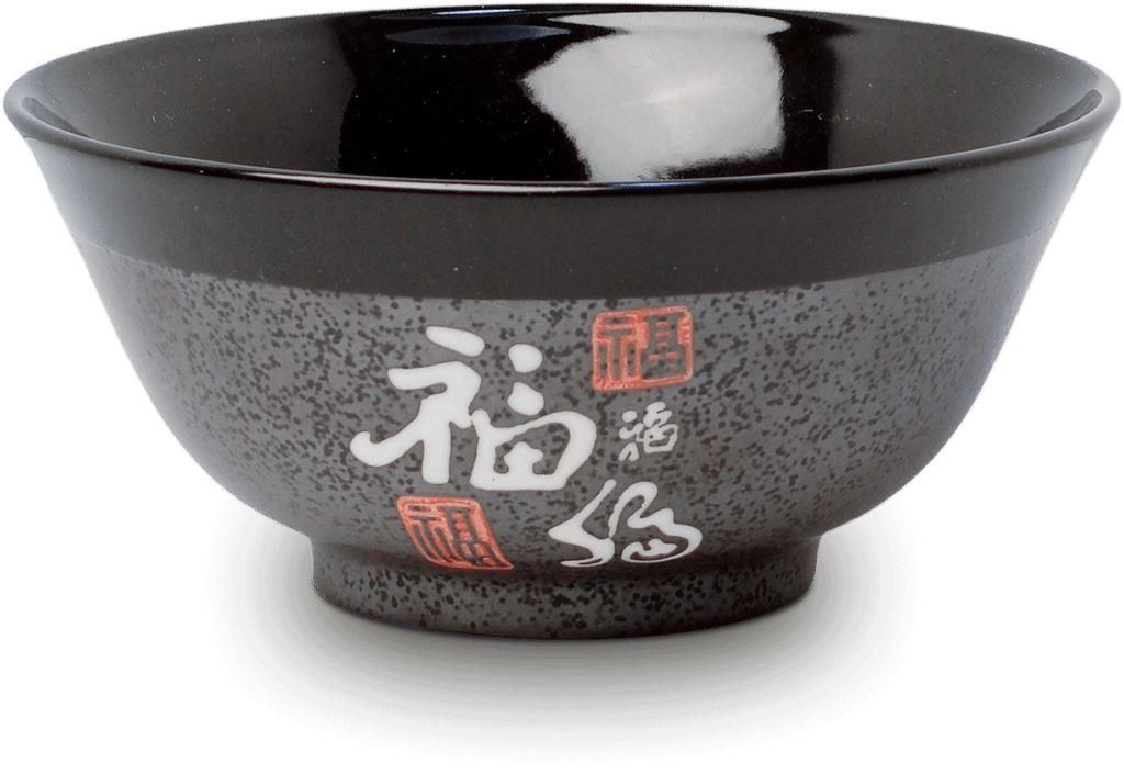 Čínská miska se znakem Fu - porcelán - Černo šedá 15 cm Made in China