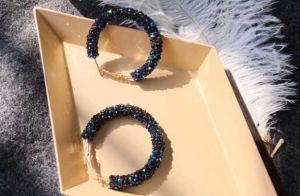 Krystalové náušnice - Modré kruhy ChiBen