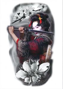 Nalepovací Tetování - Geisha předvádějící Kabuki
