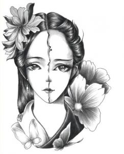 Nalepovací Tetování - Geisha s květinou (481)